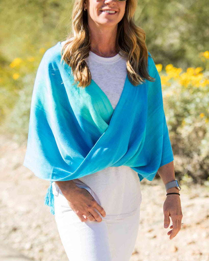 Turquoise wrap front