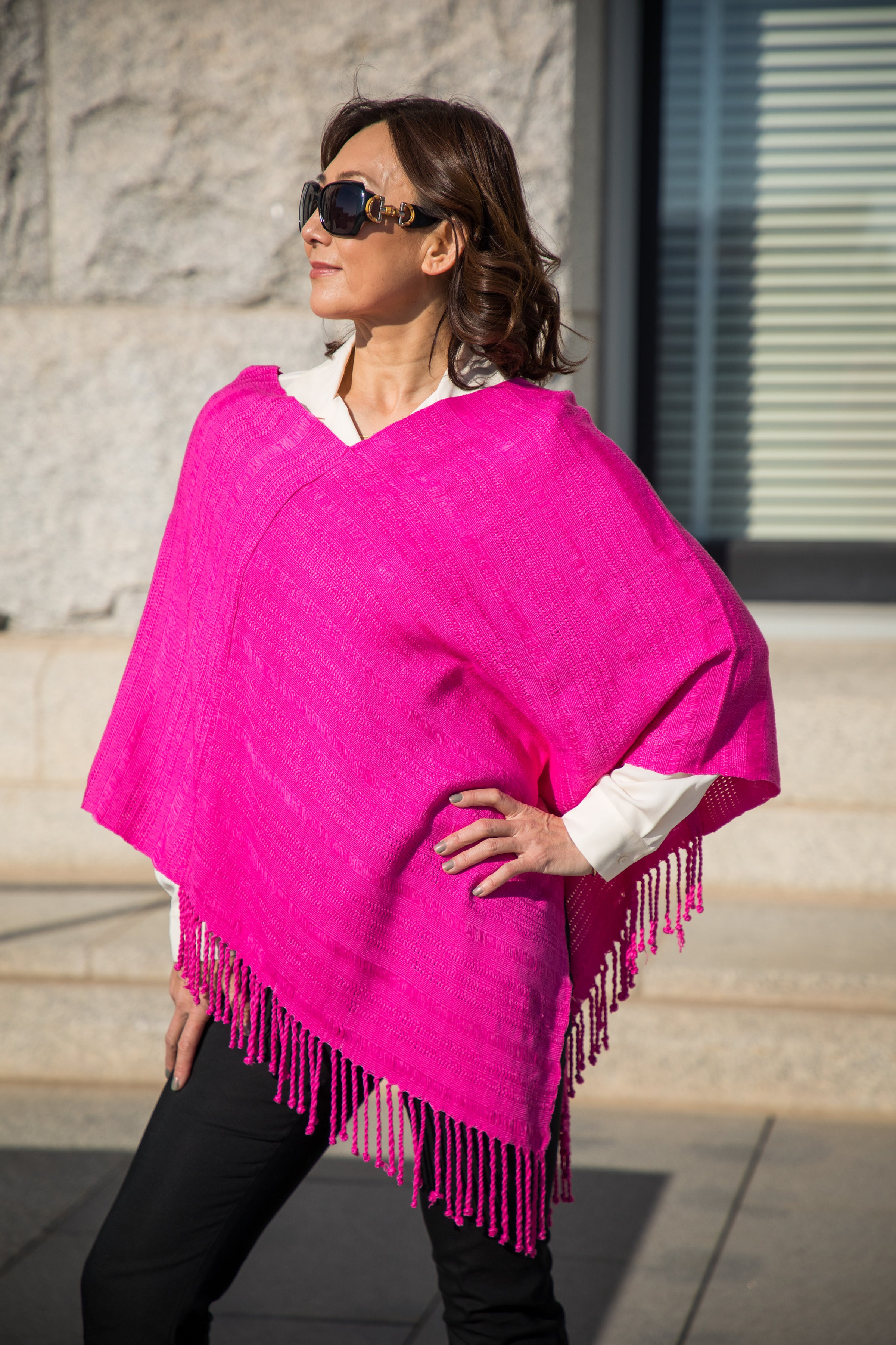 Solid Poncho - Pink Lady Faith